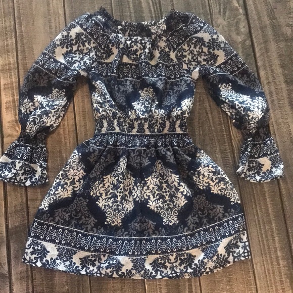 Children’s Place - Blue pattern girls dress XS-4 - Picture 1 of 2